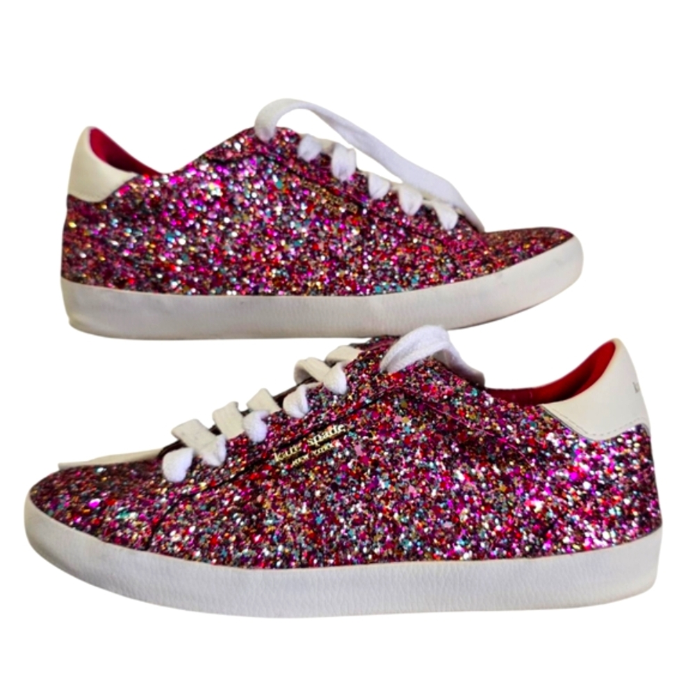 Kate Spade Pink Glitter Sneakers with White Trim
